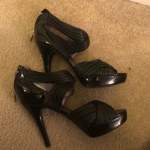 Black strappy high heels